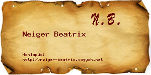 Neiger Beatrix névjegykártya